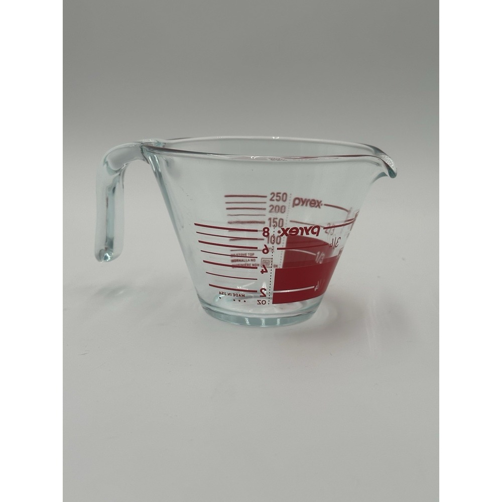 PYREX 1 Cup 8oz 250ml Glass Measuring Cup Red Band Metric Made in USA